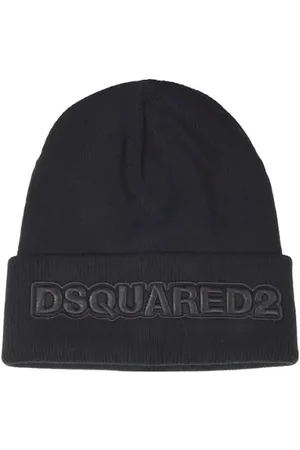Dsquared2 Caps & Mützen - Black Wool Hat With Logo Patch - Gr. ONE SIZE - in - für Damen