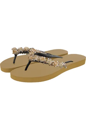 Uzurii Slipper & Pantoletten - Zehentrenner Precious Bloom Gold - Gr. 37,5 (EU) - in - für Damen
