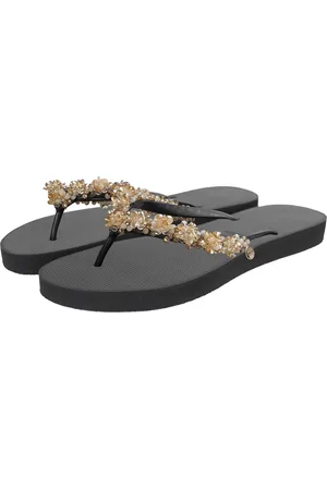 Uzurii Slipper & Pantoletten - Zehentrenner Precious Bloom Gold - Gr. 37,5 (EU) - in - für Damen