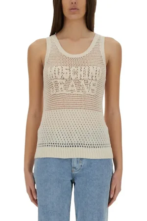 Moschino Slim-Fit Mesh Top With Distinctive Logo Design - Größe L