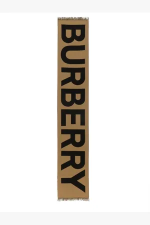 Burberry Tücher & Schals - Fringed Wool Scarf With Contrasting Lettering - Gr. unisize - in - für Damen