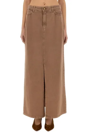 ALYSI Long Brown Denim Skirt - Größe M