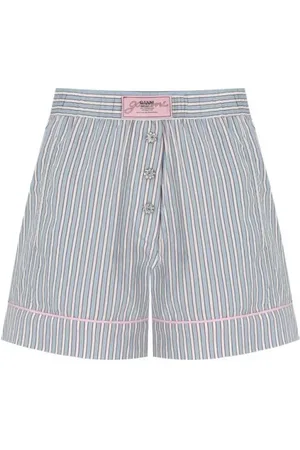 Ganni Soft Chambray Striped Shorts - Größe M