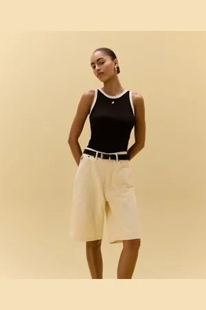 Lois LOIS Schwarzes Tanktop mit Kontrastausschnitt - Größe L