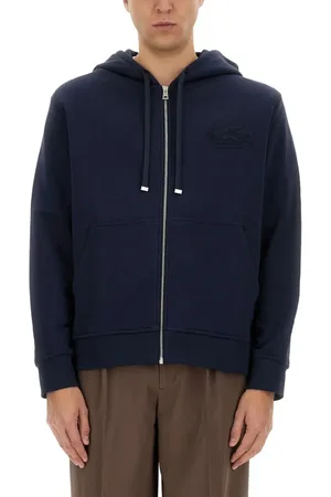 Etro Zip-Up Black Hoodie With Embossed Logo - Größe L