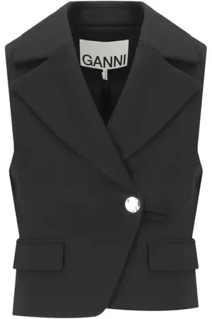 Ganni Crepe Black Vest - Größe M