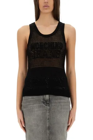 Moschino Textured Mesh Top With Bold Logo Design - Größe L