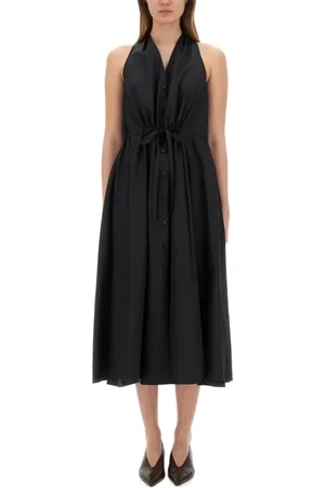 Aspesi Sleeveless Black Poplin Midi Dress - Größe 40
