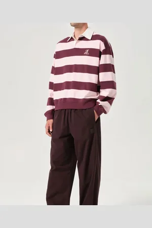 AGOLDE X RSVP Bordeauxfarbenes, gestreiftes Polo - Größe L