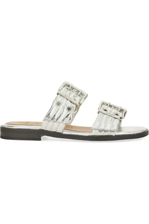 Ganni Sandalen - Metallic-Finish Sandals With Decorative Buckles - für Damen