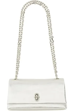 Marc Jacobs Portemonnaie - Rectangular Silver Leather Wallet With Chain Strap - für Damen