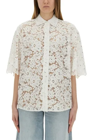 Michael Kors White Lace Shirt With Delicate Floral Pattern - Größe M