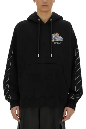 OFF-WHITE Oversized Black Hoodie With Graphic Back Design - Größe L