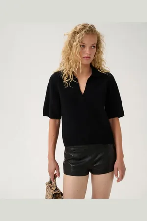 Gestuz Schwarzes Poloshirt aus Alpakawolle - Größe L