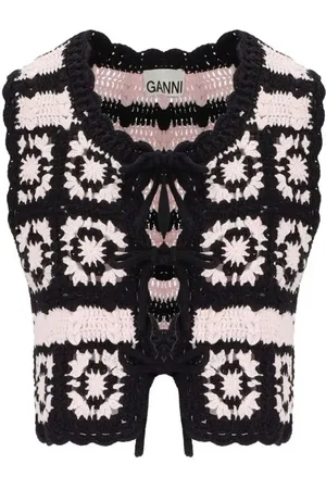 Ganni Black And Pink Crochet Vest - Größe M