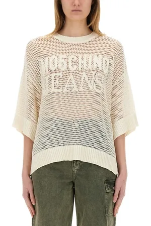 Moschino Mesh Knit Top With Logo - Größe L