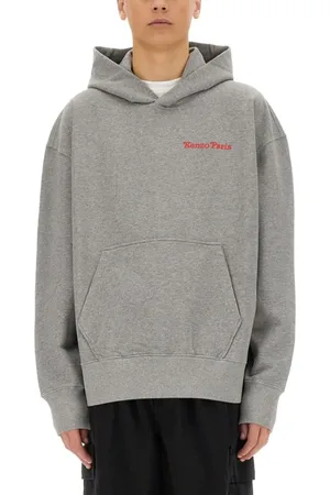 Kenzo Oversized Grey Hoodie With Tiger Graphic - Größe L