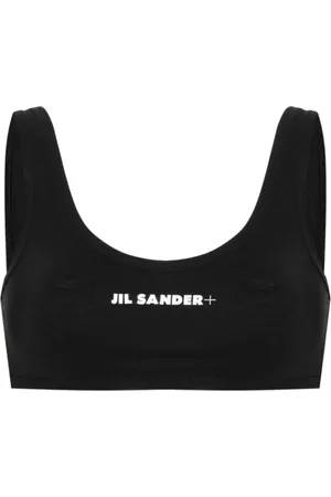 Jil Sander Black Logo Bikini Top With Scoop Neckline - Größe M