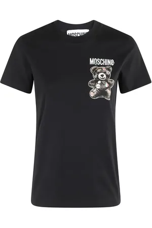 Moschino Playful Black Cotton T-Shirt With Iconic Bear Desi - Größe S