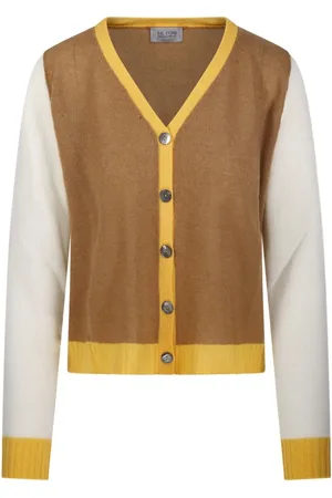 Be You Color-Block Cashmere Cardigan With V-Neckline - Größe M