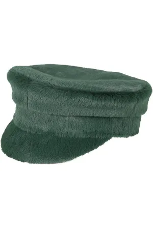 Ruslan Baginskiy Caps & Mützen - Textured Green Faux Fur Baker Boy Hat - Gr. M - in - für Damen