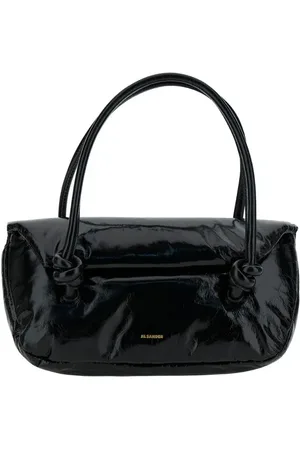 Jil Sander Hobo Bags - Knot Small Black Shoulder Bag With Laminated Logo - Gr. unisize - in - für Damen