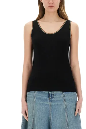 Paul Smith Ribbed Black Cotton Tank Top - Größe L