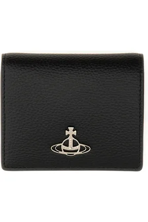 Vivienne Westwood Portemonnaie - Textured Black Wallet With Prominent Logo Emblem - Gr. unisize - in - für Damen