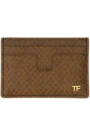 Tom Ford Portemonnaies - Textured Brown Calf Leather Card Holder - Gr. unisize - in - für Damen