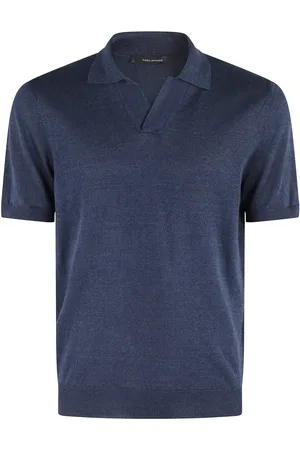TAGLIATORE Indigo Blue Cotton Knit Polo Shirt - Größe 50