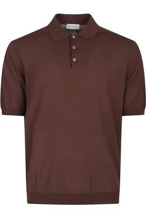 BALLANTYNE Plain Short Sleeve Polo Shirt Brown - Größe 48