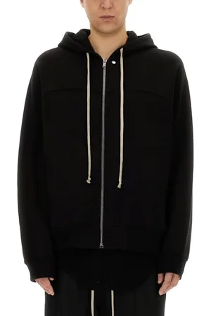 Rick Owens Full-Zip Black Hoodie With Spacious Hood - Größe L