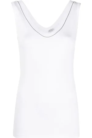 Brunello Cucinelli White Monile Detail Tank Top - Größe L