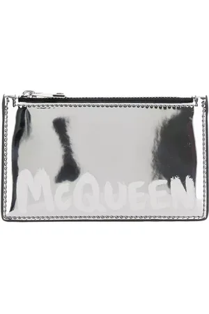Alexander McQueen Portemonnaie - Silver Card-Holder With Mcqueen Graffiti Logo In L - für Damen