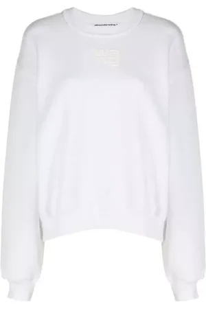 Alexander Wang Logo-Print Crew Neck Cotton Sweatshirt - Größe L