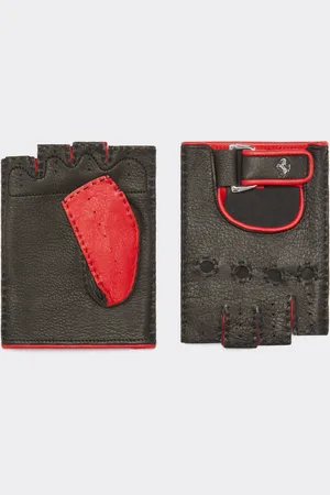 FERRARI Fahrerhandschuhe aus Leder mit Cavallino Rampante-Emblem