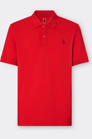 FERRARI Piqué-Poloshirt aus Bio-Baumwolle mit tänzelndem Pferd