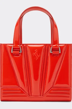 FERRARI Mini-Tote Bag GT Bag aus glänzendem Lackleder mit Cavallino Rampante