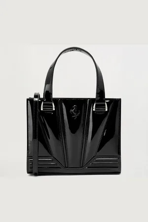 FERRARI Mini-Tote Bag GT Bag aus glänzendem Lackleder mit Cavallino Rampante