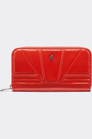 FERRARI Portemonnaie aus Lackleder mit Reißverschluss