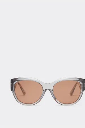 FERRARI Sonnenbrille aus grauem transparentem Acetat mit braunen Gläsern