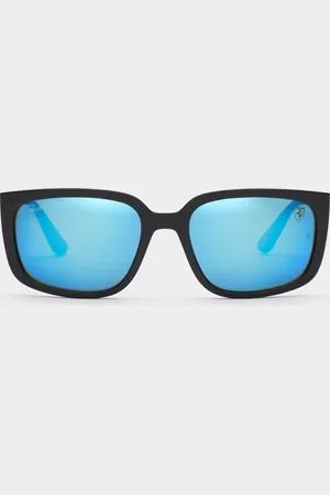 FERRARI Ray-Ban für Scuderia RB4443M in schwarzem PEEK mit grün verspiegelten, blau polarisierten Gläsern