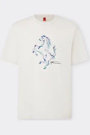 FERRARI T-Shirt mit tänzelnder Pferdegrafik