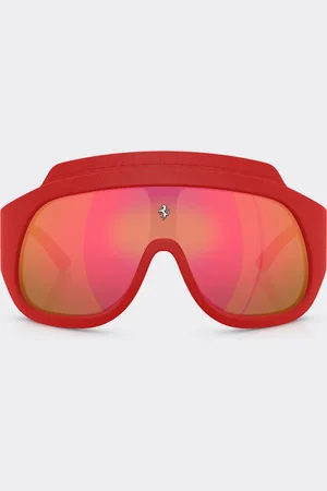 FERRARI Limited Edition gespritzt und Leder Sonnenbrille mit verspiegeltem Rahmen