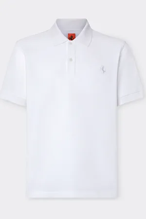 FERRARI Piqué-Poloshirt aus Bio-Baumwolle mit tänzelndem Pferd