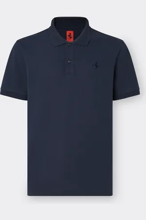 FERRARI Piqué-Poloshirt aus Bio-Baumwolle mit tänzelndem Pferd