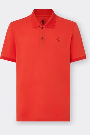 FERRARI Piqué-Poloshirt aus Bio-Baumwolle mit tänzelndem Pferd
