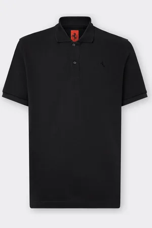 FERRARI Piqué-Poloshirt aus Bio-Baumwolle mit tänzelndem Pferd
