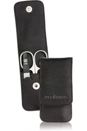 Pfeilring Trendy schwarzes Kalbsleder Maniküre-Set