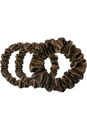 Slip Pure Silk Back To Basics Assorted Scrunchies Dark Brown Haargummi